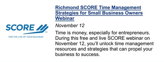SCORE time management event