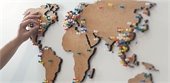 Map of world with pins