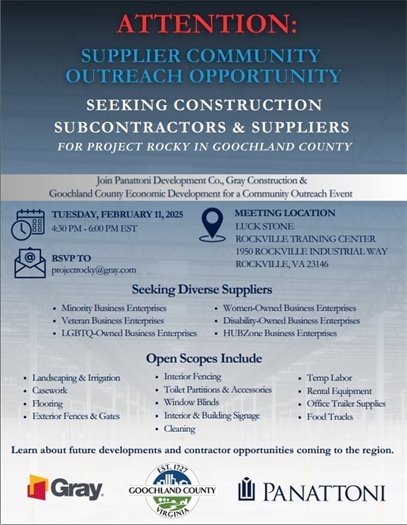 Supplier and sub contractor outreach event flyer