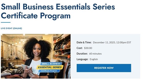 SCORE Small Business Essentials Series Certificate Program